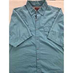 Wolverine XL Workwear Button Up Shirt Teal Short Sleeve Cotton Utility